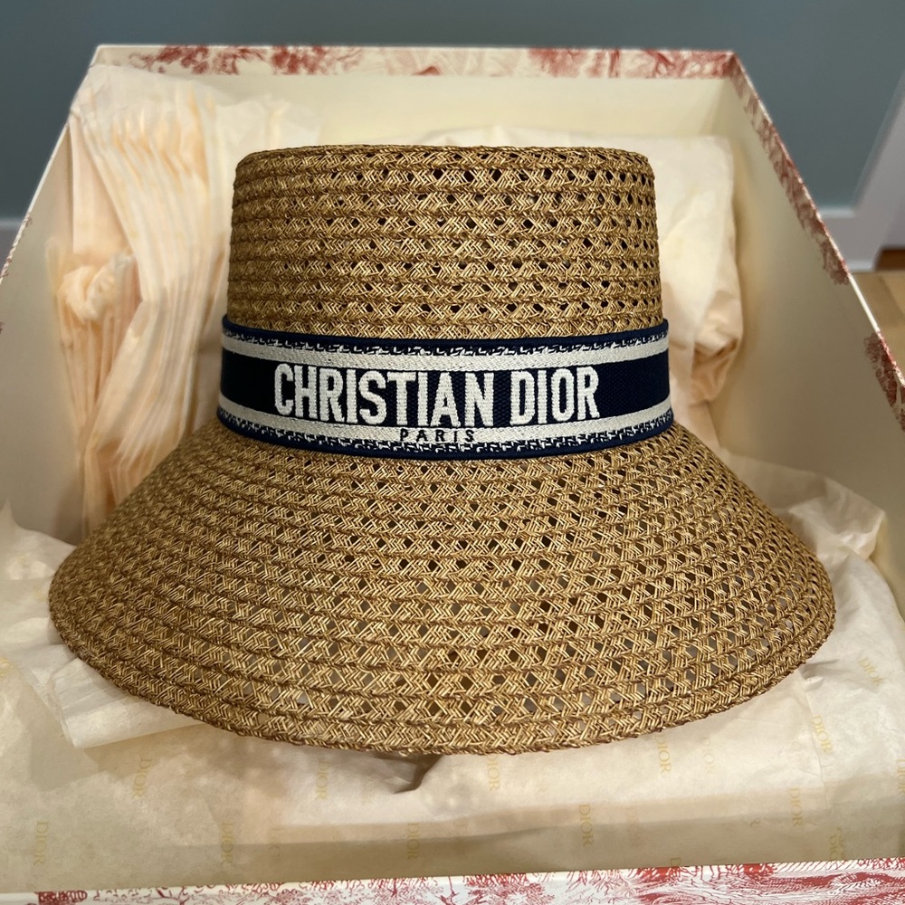 Christian Dior D-Bobby Large Brim Straw Hat